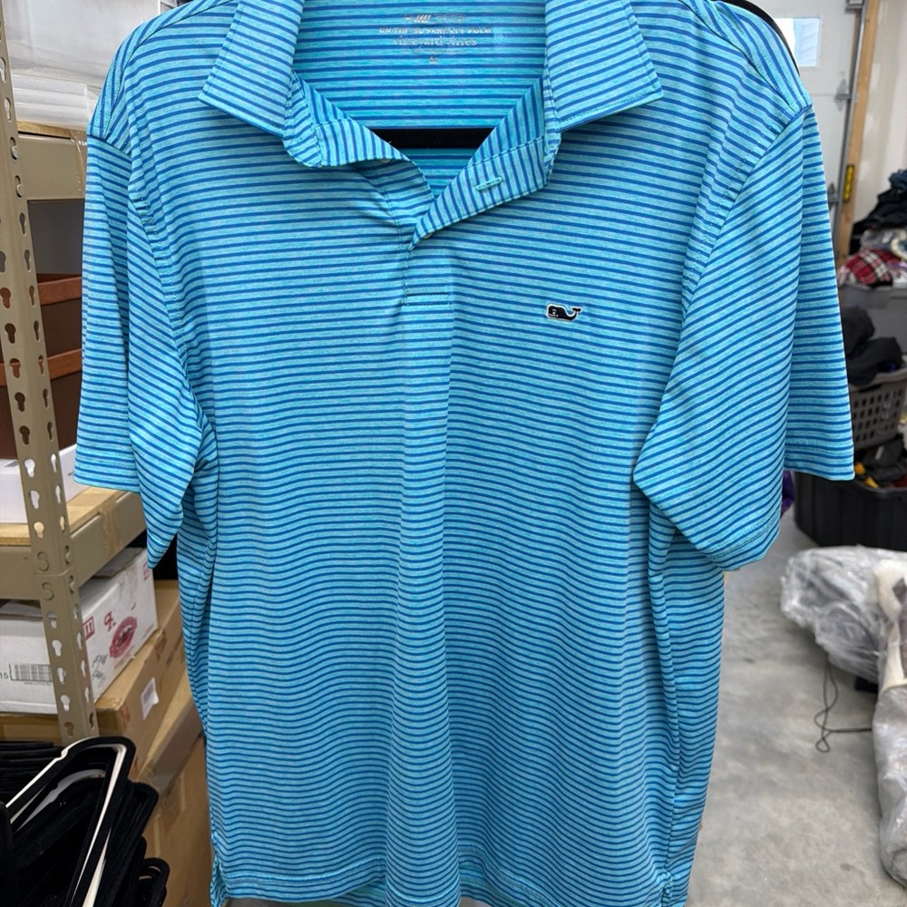 Vineyard Vines Aqua Striped Polo Shirt